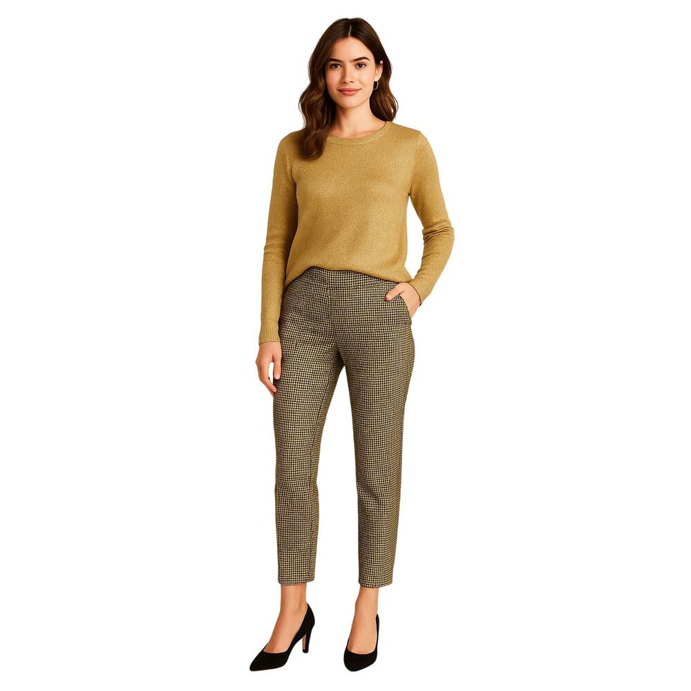 Zac & Rachel Women’s Black, Cream and Gold Houndstooth  Ankle Pants Size 10